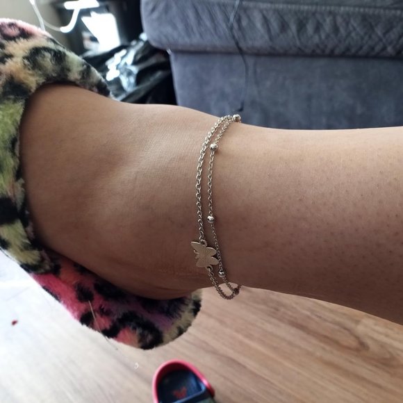 Women's Silver Butterfly Anklet - Picture 11 of 15